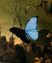 Blue Morpho Butterfly - MJ Heade - Oil Art Reproduction at overstockArt.com