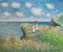 Claude Monet, Cliff Walk at Pourville - Oil Painting at overstockArt.com