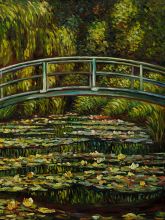Claude Monet, White Water Lilies and The Japanese Bridge, 1899 - Hand Painted Oil Painting on Canvas at overstockArt.com