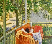 Couch on the Porch, Cos Cob, Frederick Childe Hassam Reproduction at overstockArt.com Couch on the Porch, Cos Cob, Frederick Childe Hassam Reproduction at overstockArt.com
