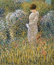 Femme dans un jardin, Frederick Carl Frieseke Reproduction at overstockArt.com Femme dans un jardin, Frederick Carl Frieseke Reproduction at overstockArt.com