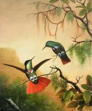 Heade - Two Hooded Visorbearer Hummingbirds at overstockArt.com