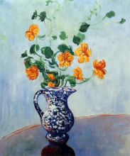 Nasturtiums in a Blue Vase Reproduction at overstockArt.com