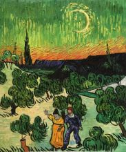 Van Gogh - Landscape with Couple Walking and Crescent Moon at overstockArt.com
