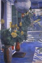 Veranda of the Old House, Childe Hassam Reproduction at overstockArt.com