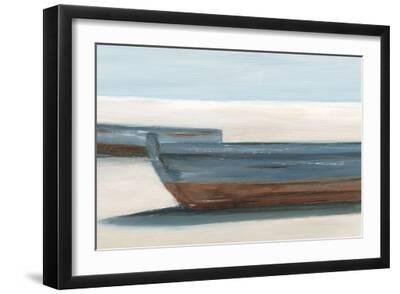 Beached Blue Boats II - Black Framed Art Print Wall Art, 18x12
