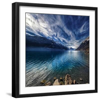 Blue Mountains - Black Framed Art Print Wall Art, 16x16