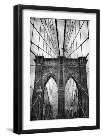 Brooklyn Bridge Mood - Black Framed Art Print Wall Art, 12x18