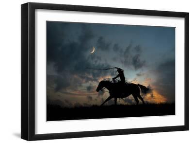 Cowboy By Day and Night II - Black Framed Art Print Wall Art, 18x12