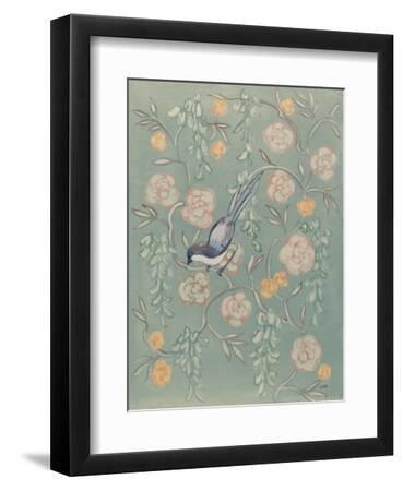 Heirloom Chinoiserie Bird II Pastel - Black Framed Art Print Wall Art, 9x12