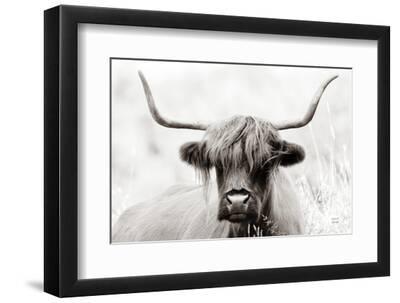 Highland Meadow Portrait BW - Black Framed Art Print Wall Art, 12x8