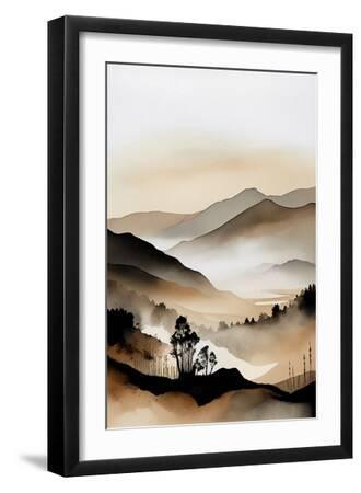 Misty Landscape I - Black Framed Art Print Wall Art, 12x18