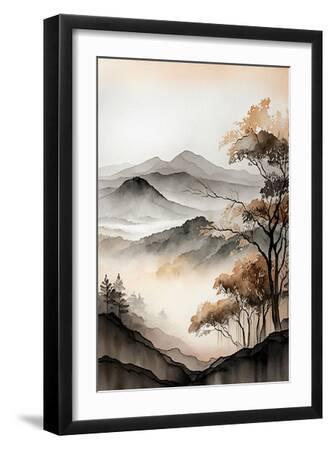 Misty Landscape III - Black Framed Art Print Wall Art, 12x18