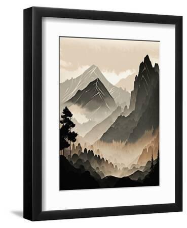 Misty Mountains I - Black Framed Art Print Wall Art, 9x12