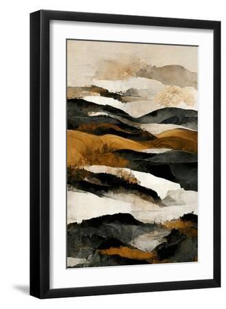 Ochre and Beige Mountains - Black Framed Art Print Wall Art, 12x18