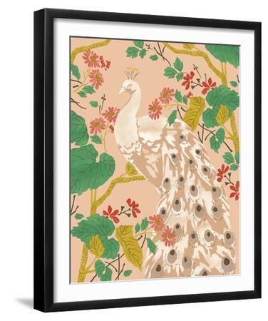 Peacock Paradise - Perch - Black Framed Art Print Wall Art, 16x20