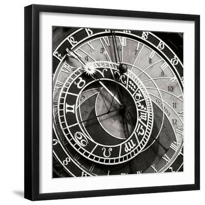 Prague Clock I - Black Framed Art Print Wall Art, 16x16