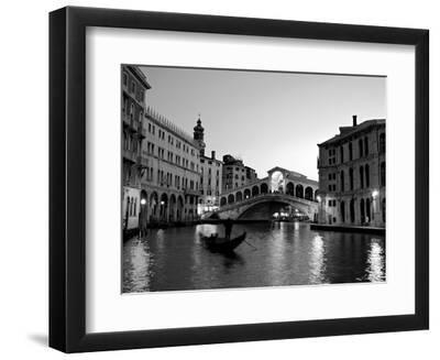 Rialto Bridge, Grand Canal, Venice, Italy - Black Framed Art Print Wall Art, 12x9