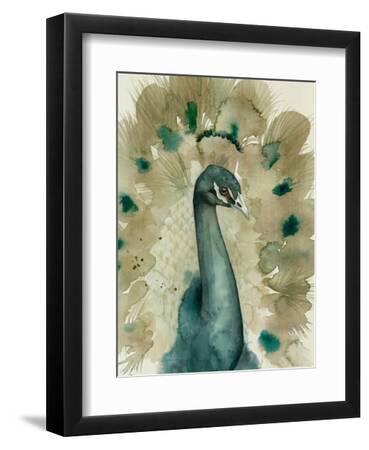 Sepia Peacock I - Black Framed Art Print Wall Art, 9x12