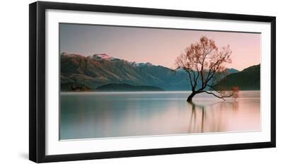 Sunrise at Lake Wanaka - Black Framed Art Print Wall Art, 24x12